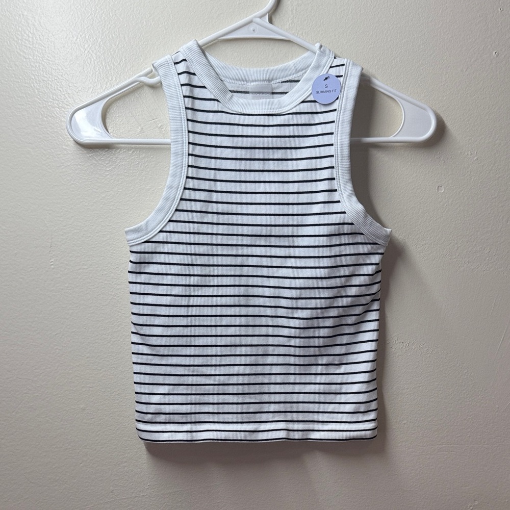 Bloom Black and White Striped Crop Top